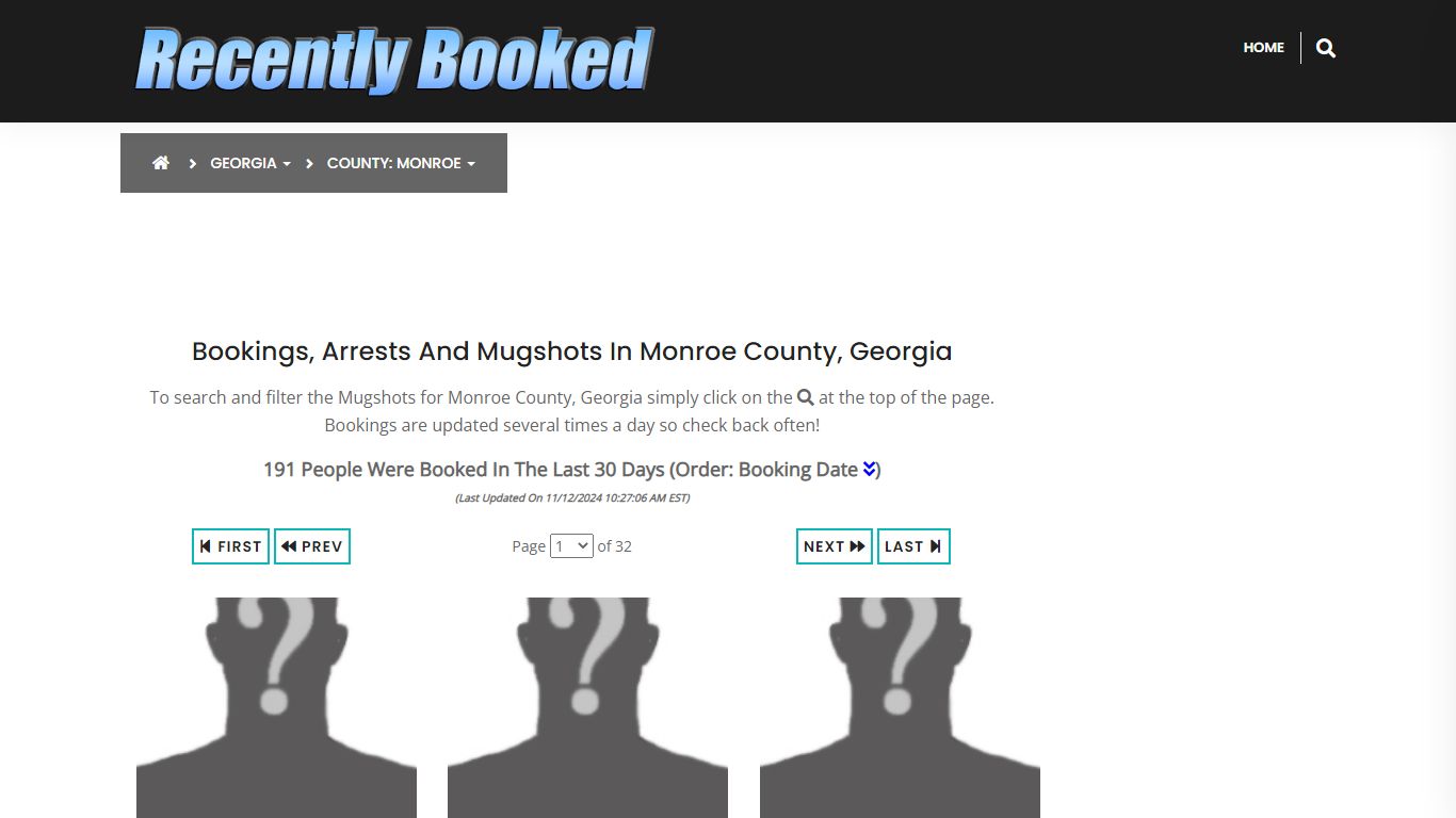 Bookings, Arrests and Mugshots in Monroe County, Georgia - Recently Booked