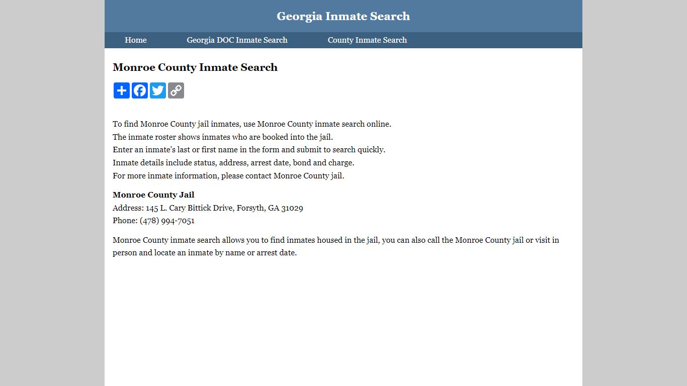 Monroe County Inmate Search